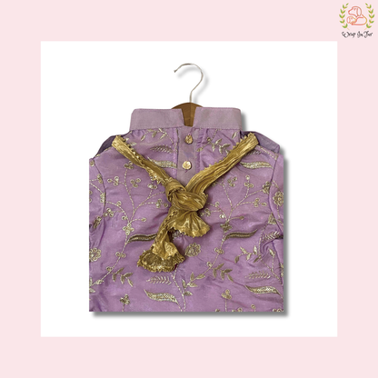 Purple Embroidered Kurta with Dupatta