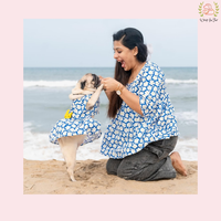 Blue Bloom Twinning Set ( Dog Frock along with human kurta )