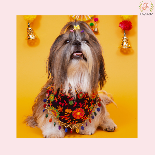Blue Phoolwari Dog Bandana