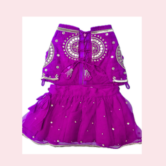 Lilac Mirror Dog Lehenga