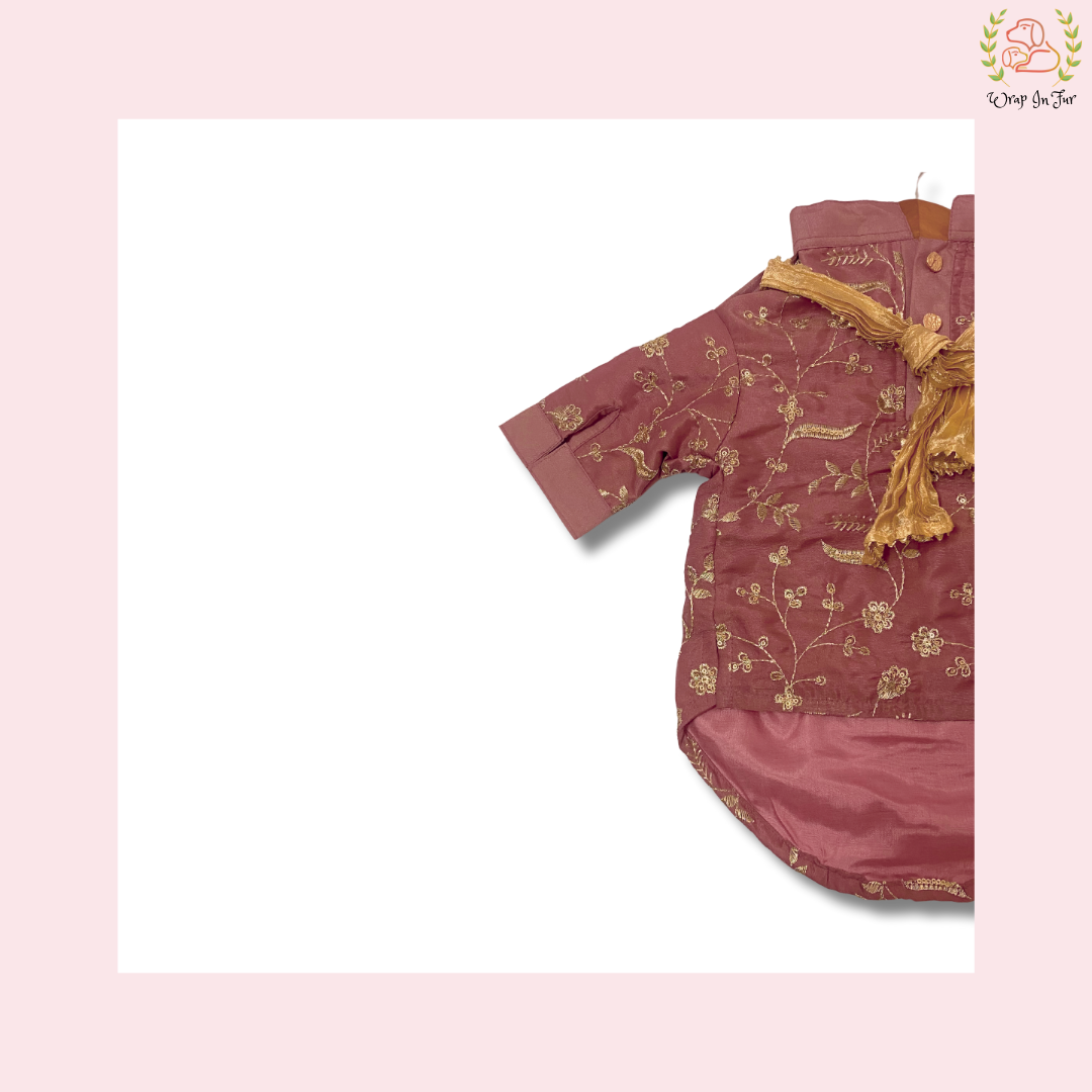 Rosy Brown Embroidered Kurta with Dupatta