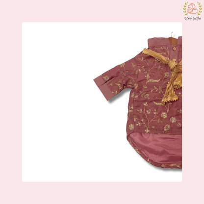 Rosy Brown Embroidered Kurta with Dupatta