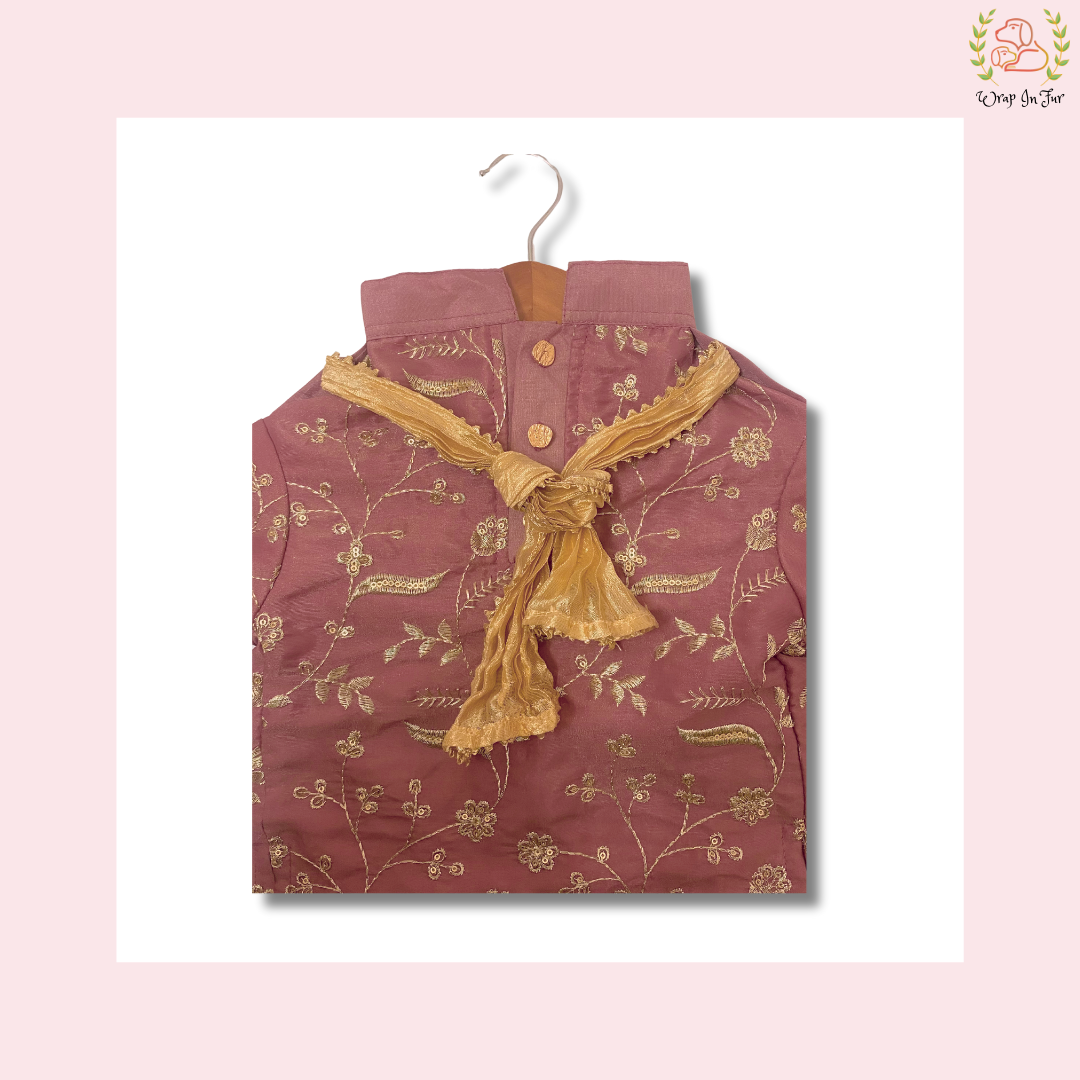 Rosy Brown Embroidered Kurta with Dupatta