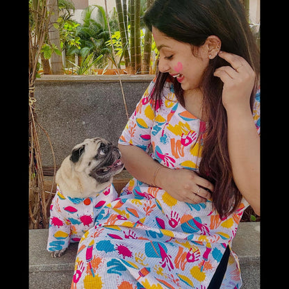 Blue Rangeen Kurta Twinning Set ( Dog kurta along with human kurta )