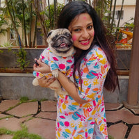 Blue Rangeen Kurta Twinning Set ( Dog kurta along with human kurta )