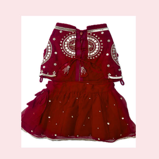 Maroon Mirror Dog Lehenga