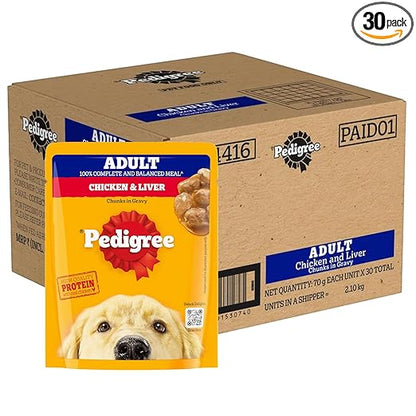 Pedigree Adult Wet Dog Food Chicken & Liver Chunks in Gravy