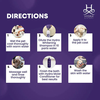 Hydra Groomers Whitening Shampoo for Dogs & Cats 1L | Coat Brightener
