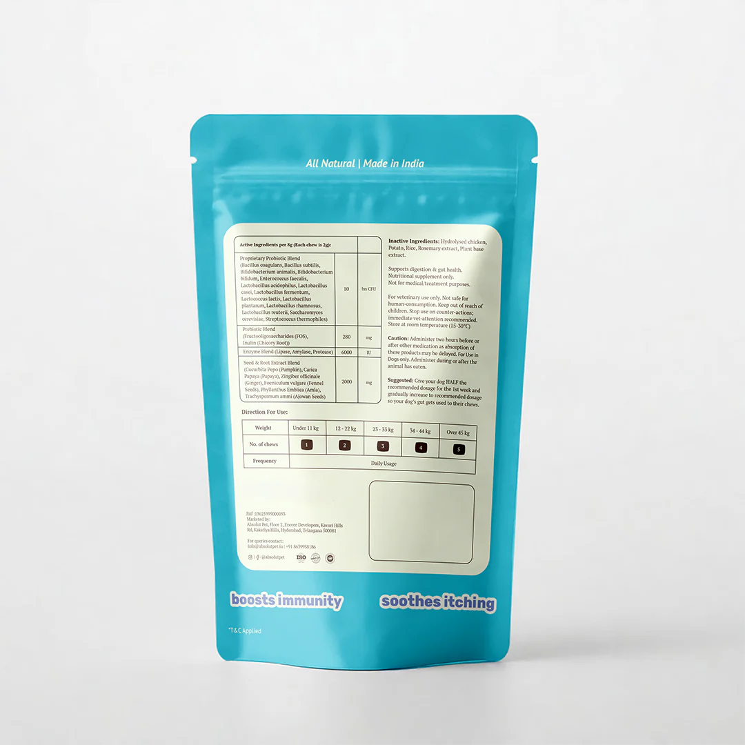 Absolut Probiotic & Gut Chews | Probiotics for Dogs Chicken 30 Chews