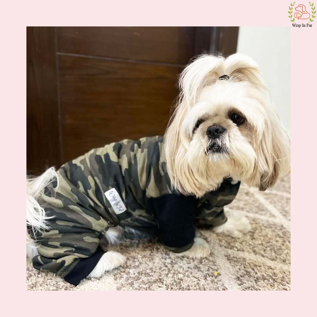 Army Print Dog Hoodie – Warm & Comfortable Winter Wear