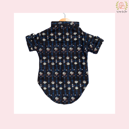 Black Floral Dog Kurta - Elegant Indian Dog Ethnic Wear Dress