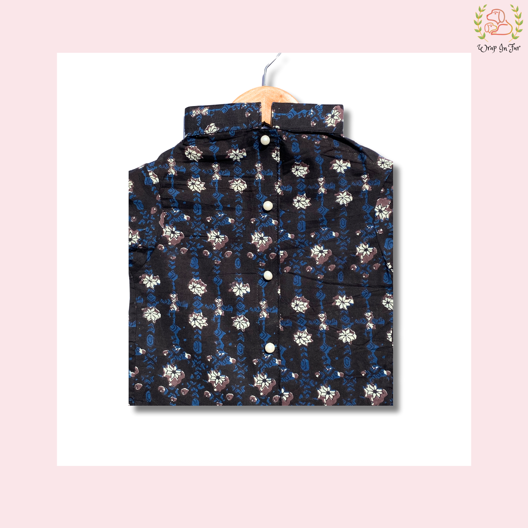 Black Floral Dog Kurta - Elegant Indian Dog Ethnic Wear Dress