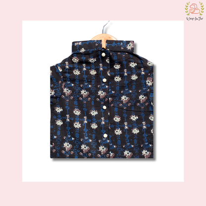 Black Floral Dog Kurta - Elegant Indian Dog Ethnic Wear Dress