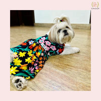 Black Floral Dog Princess Dress - Vibrant Summer Party Frock