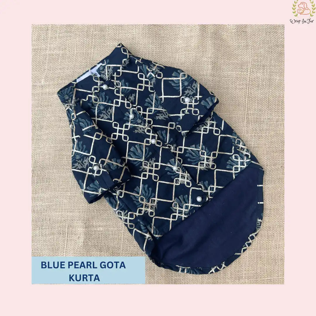 Dark Blue Pearl Gota Kurta