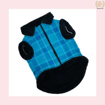Blue Check Winter Dog Jacket – Warm & Cozy Wear
