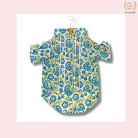 Blue Floral Dog Kurta - Elegant Indian Dog Ethnic Wear Dress