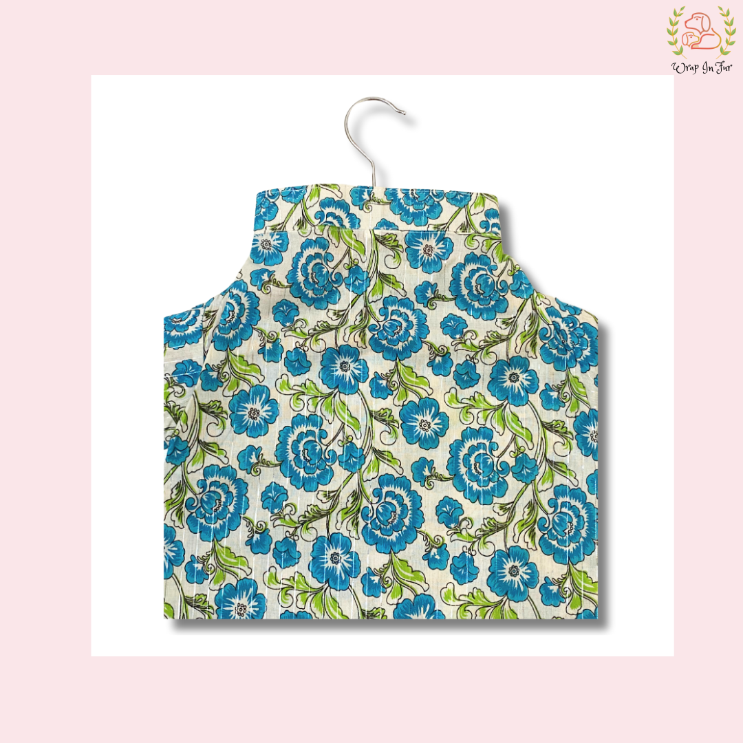 Blue Floral Dog Kurta - Elegant Indian Dog Ethnic Wear Dress