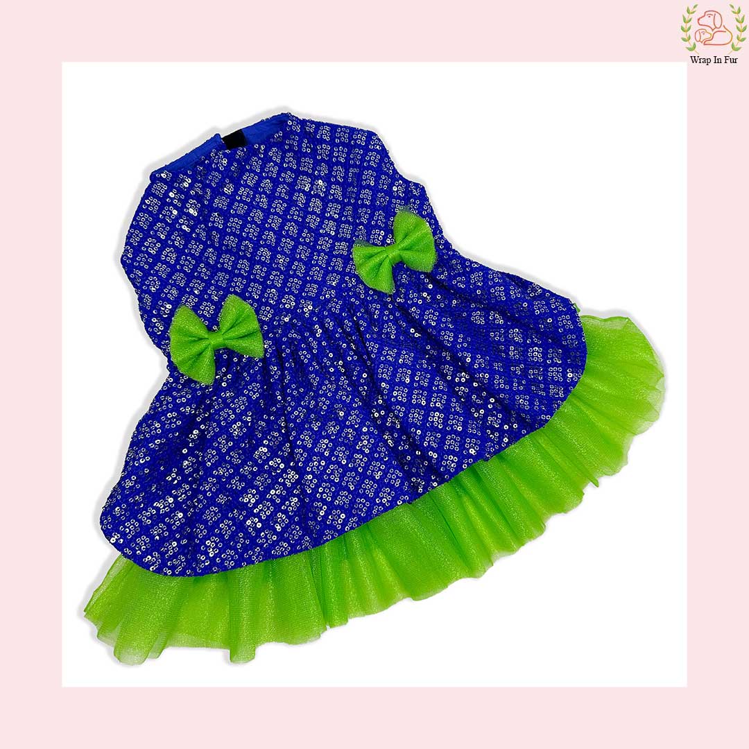 Blue Green Frock Dog Wedding Dress – Princess Bridal Outfit