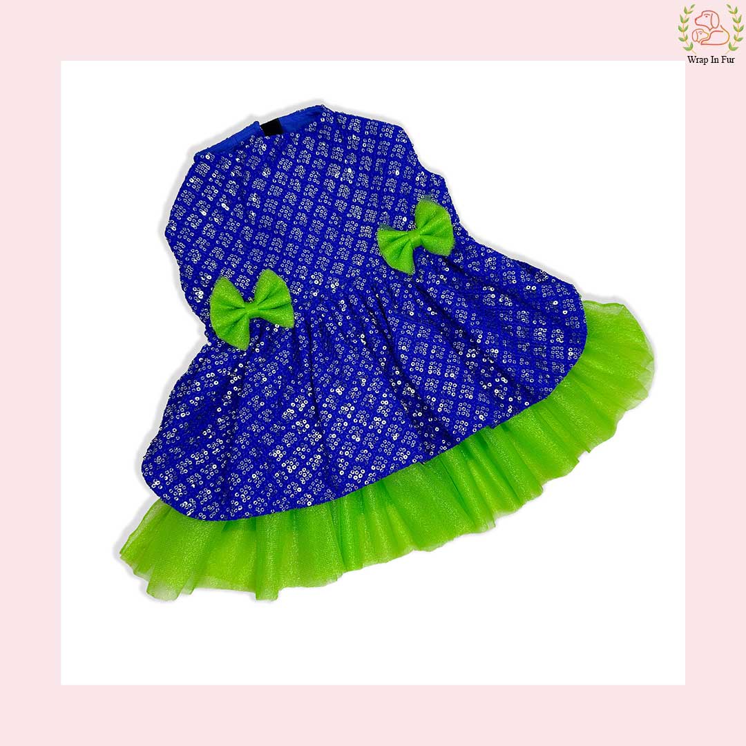 Blue Green Frock Dog Wedding Dress – Princess Bridal Outfit