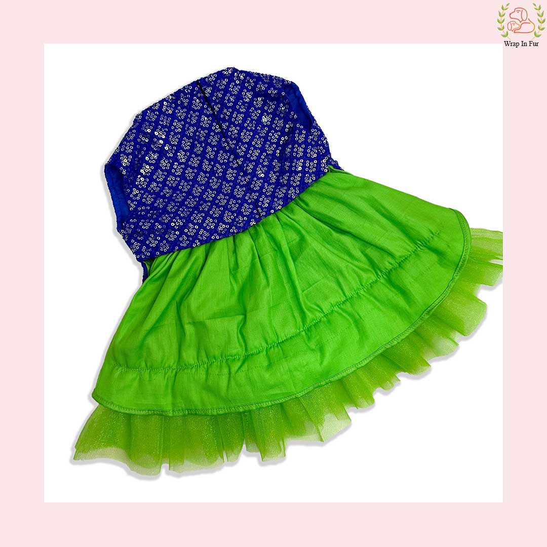 Blue Green Frock Dog Wedding Dress – Princess Bridal Outfit