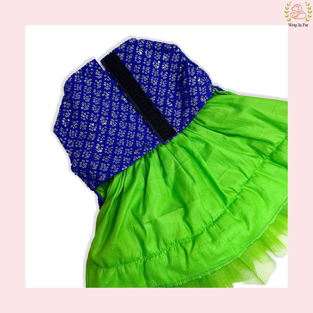 Blue Green Frock Dog Wedding Dress – Princess Bridal Outfit