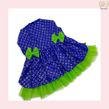 Blue Green Frock Dog Wedding Dress – Princess Bridal Outfit