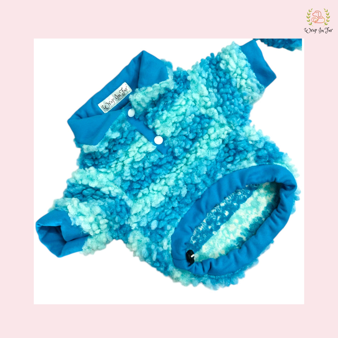 Blue Ombre Fleece Dog Hoodie – Ultra Warm Winter Wear for Pets