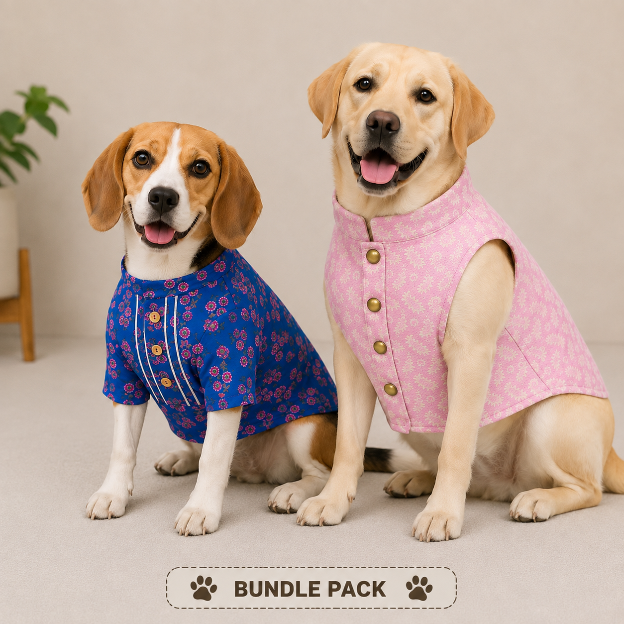 Blue & Pink Dog Kurta Combo