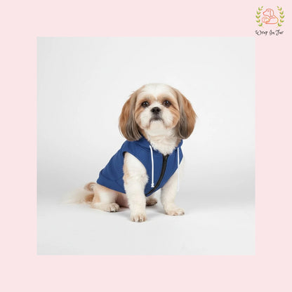 Blue Sleeveless Dog Winter Hoodie – Warm Fleece Winter Wear