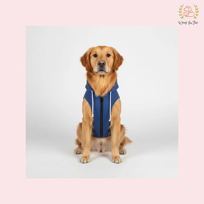 Blue Sleeveless Dog Winter Hoodie – Warm Fleece Winter Wear