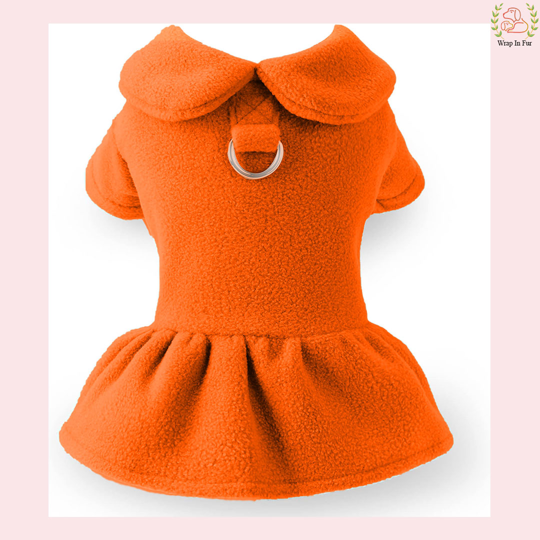 Bright Orange Winter Dog Frock – Cozy, Soft & Stylish