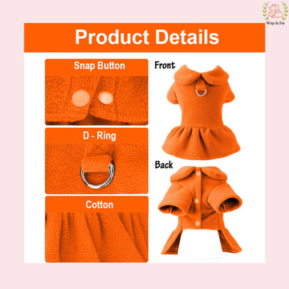 Bright Orange Winter Dog Frock – Cozy, Soft & Stylish