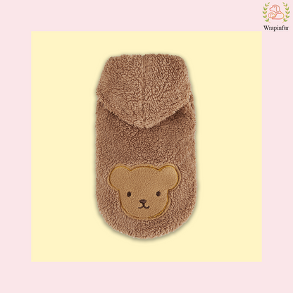 Brown Furry Teddy Dog Hoodie – Super Warm & Cute Winter Wear