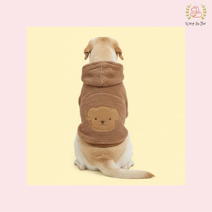 Brown Furry Teddy Dog Hoodie – Super Warm & Cute Winter Wear