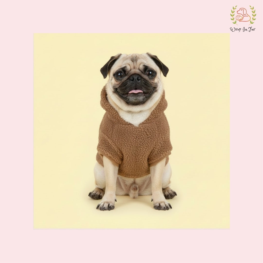 Brown Furry Teddy Dog Hoodie – Super Warm & Cute Winter Wear