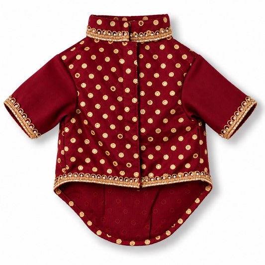 Maroon Gold Dog Kurta
