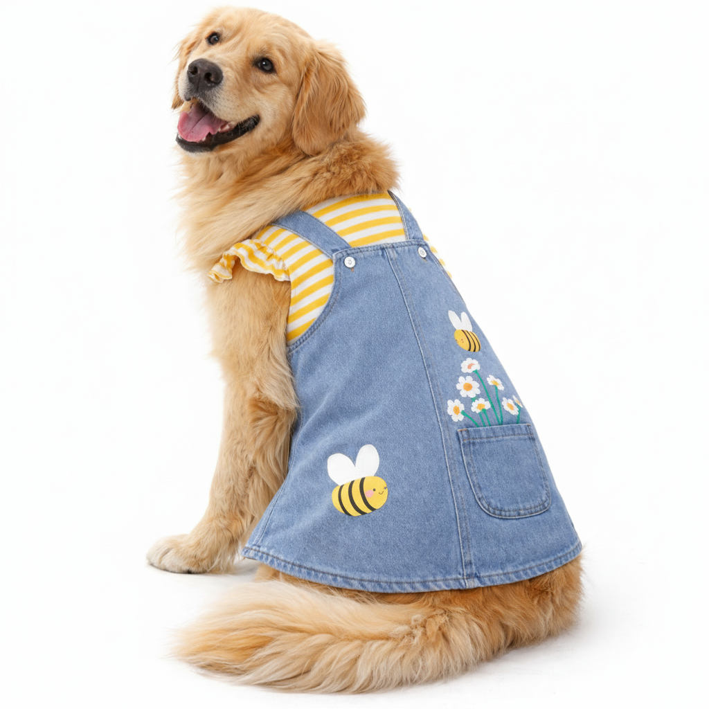 Busy Bee Denim Dress for Dogs