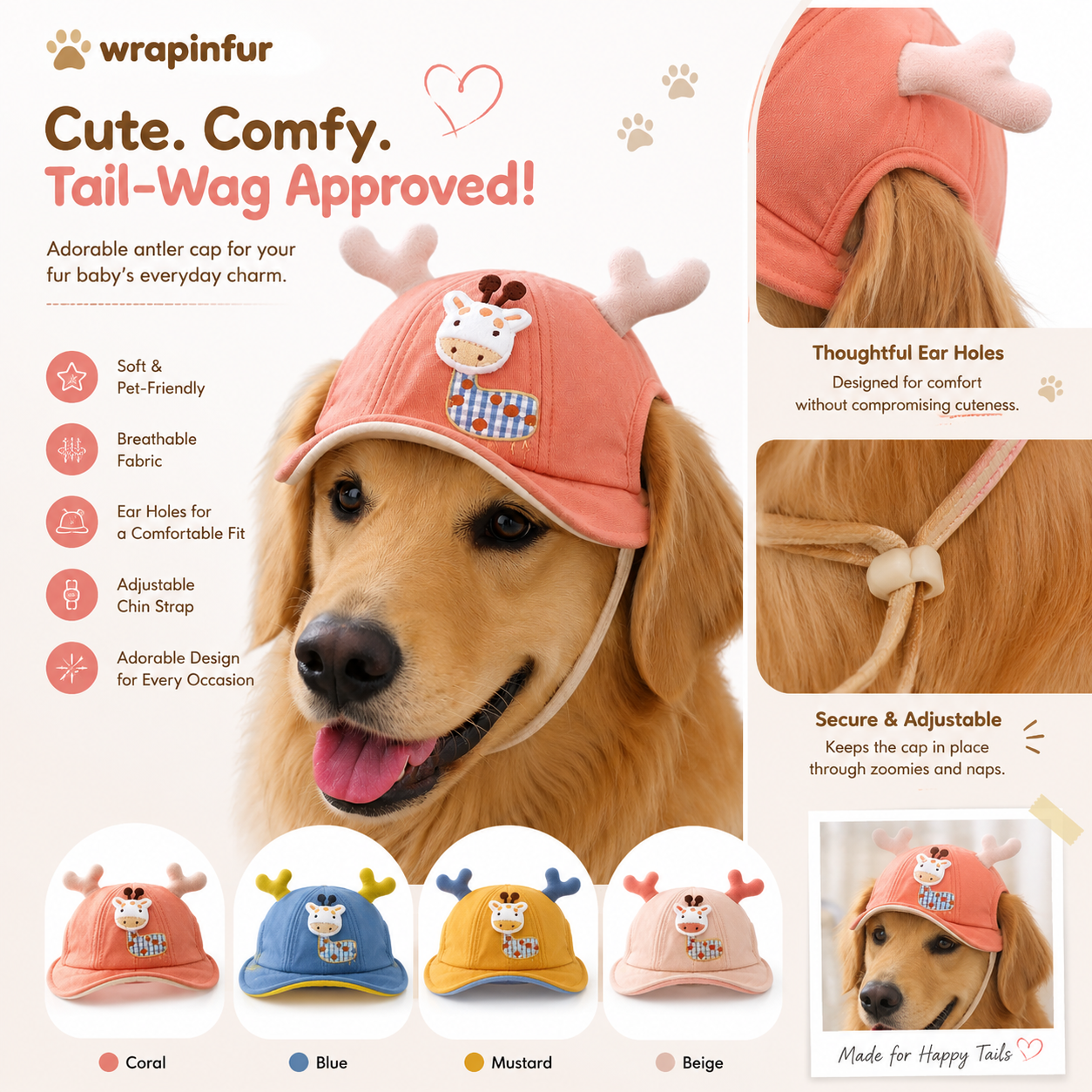 Cartoon Deer Dog Summer Cap