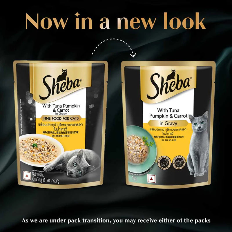 Sheba Rich Premium Tuna, Pumpkin & Carrot in Gravy Adult Wet Cat Food (1+ Years) - 70g