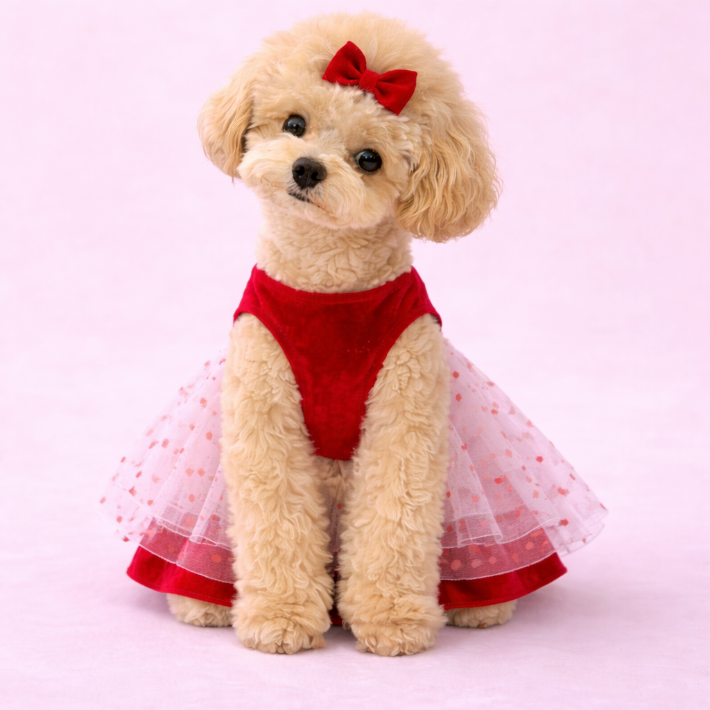Red Heart Tutu Dog Dress Frock
