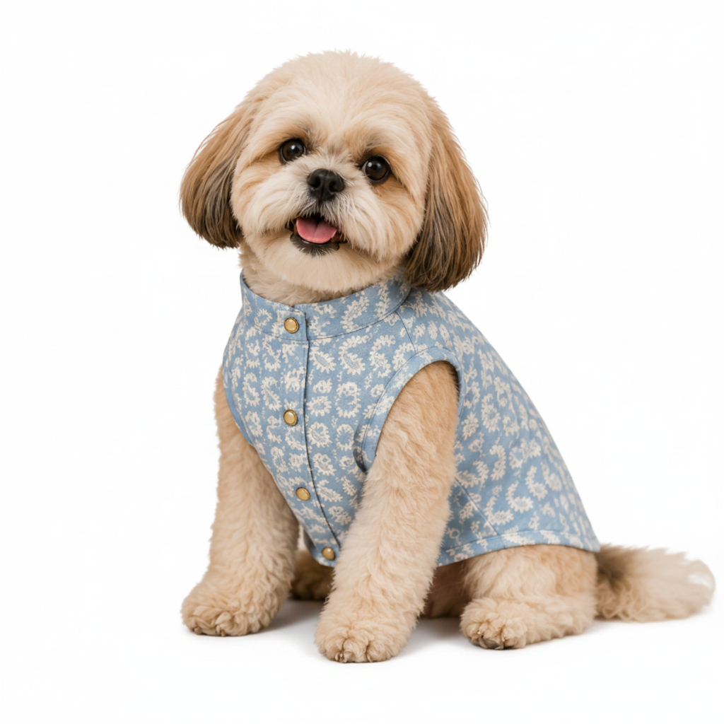 Blue Paisley Embroidered Nawab Dog Kurta