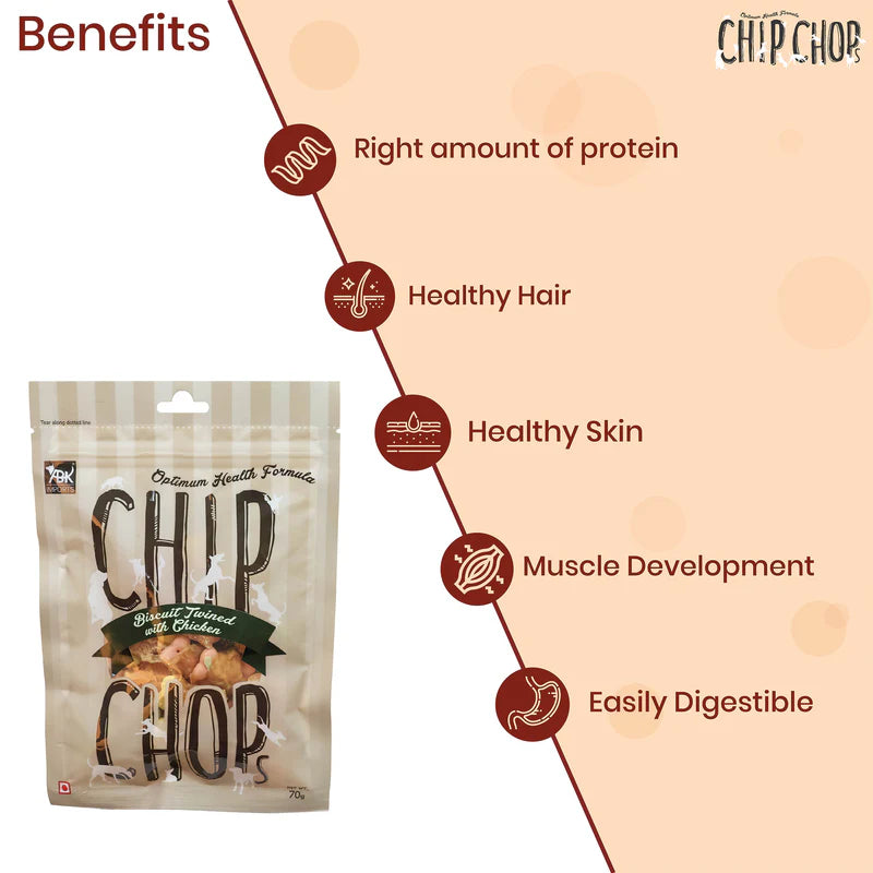 Chip Chops Biscuit Twined with Chicken Dog Treats - 70g