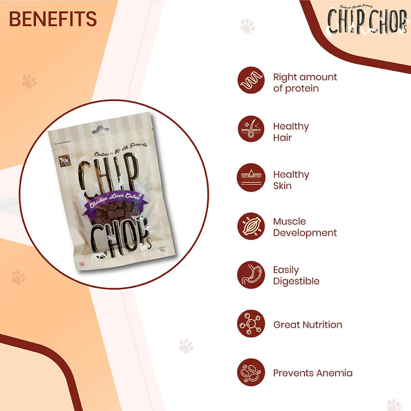 Chip Chops Chicken Liver Cubes Dog Treats - 70g