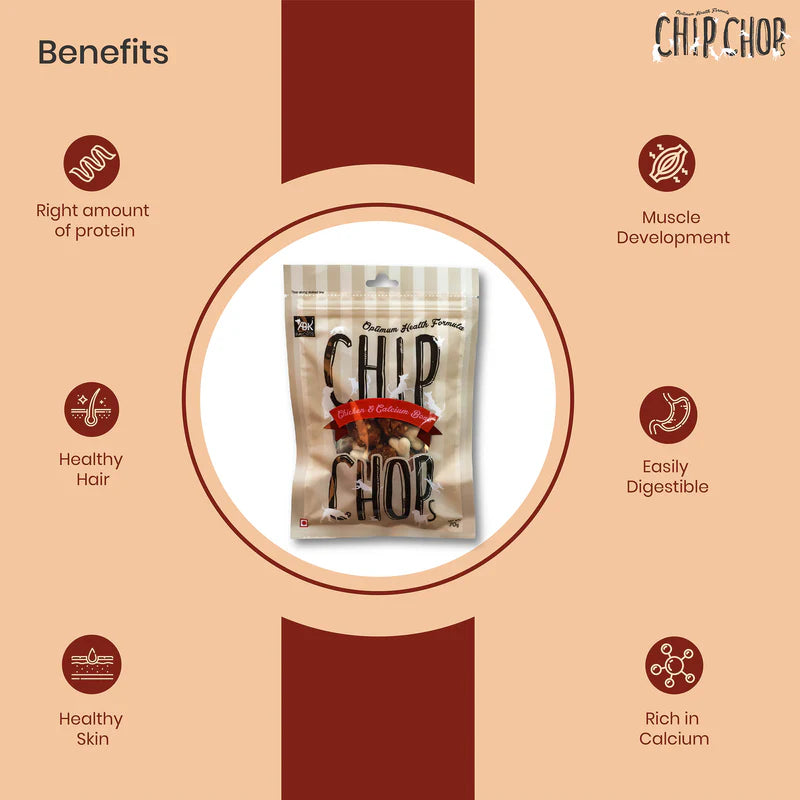 Chip Chops Chicken & Calcium Bone Dog Treats - 70g