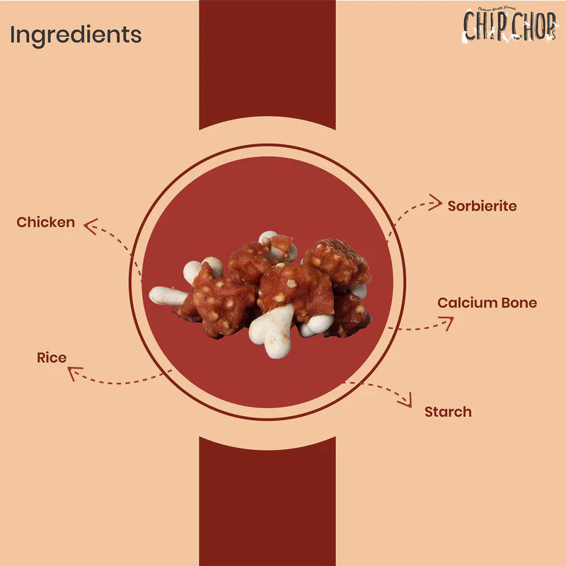 Chip Chops Chicken & Calcium Bone Dog Treats - 70g