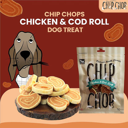 Chip Chops Chicken & Codfish Roll Dog Treats - 70g