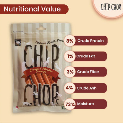 Chip Chops Devilled Chicken Sausage Dog Treats - 70g