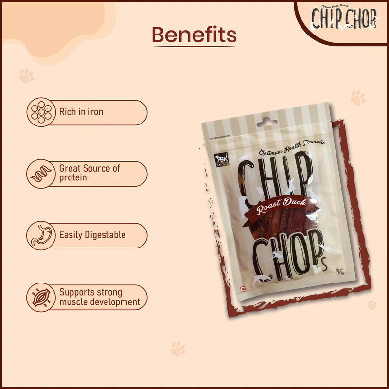 Chip Chops Roast Duck Dog Treats - 70g