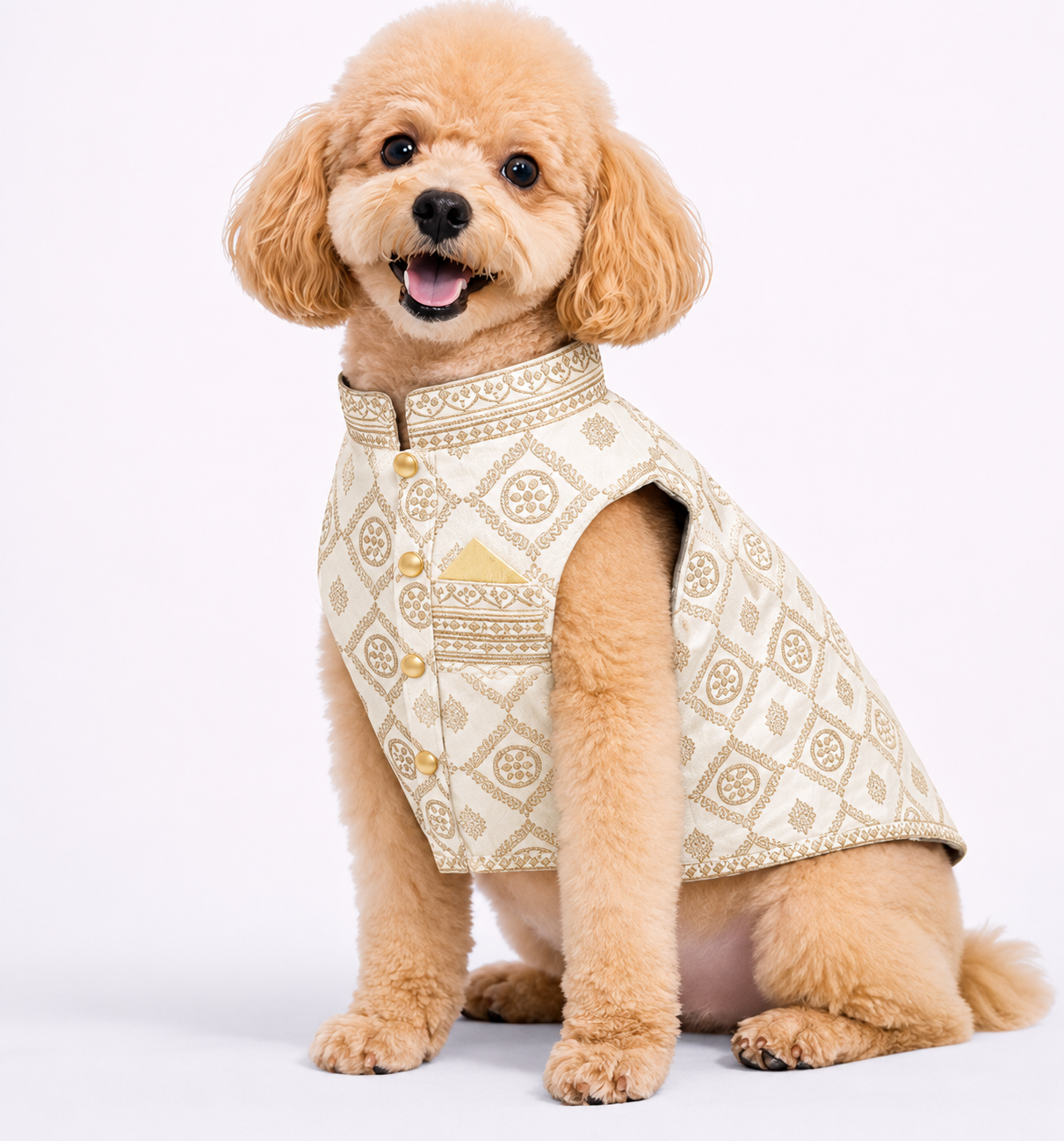 Classic Off White Embroidered Dog Sherwani